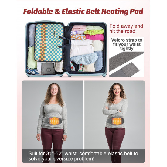 Portable Heating Pad, 100% Natural Jade Heating Pad for Cramps Pain Relief, Wearable Cordless Electric Heating Pad for Back, Mini Menstrual Heating Pads for Belly, Back, Gift for Her or Him