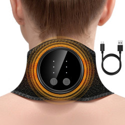 Cordless Neck Heating Pad, Portable Neck Massager for Tension Relief, Wireless Heating Pad for Neck, Arms and Legs, Electric Heating and Vibration Device, Gifts for Her or Him(Black)