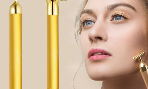 Face massgager tool——2-IN-1 Beauty Bar 24k Golden Pulse Facial Face Massager