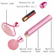 2-IN-1 Electric Jade Roller Facial Massager, Nature Rose Quartz Beauty Bar Face Roller Kit, Arm Eye Nose Massage Stone for Face Lift,Anti-Aging,Anti-Wrinkles,Skin Tightening,Face Firming