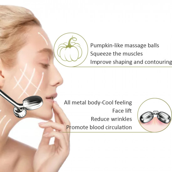 Face Massager, Metal Face Roller Gua Sha Massage Tool for Face Neck Eye Body Skin Care, Facial Roller for Women