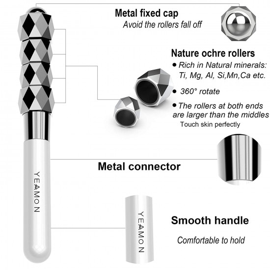 Face Roller, Facial Massage Roller for Face Lift, New Design Metal Waterproof Face Massager with 4 Rollers for Anti-wrinkles, Anti-aging, Ideal Gift for Mother, Wife, Girlfriend, or Business Gift