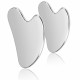 Gua Sha Facial Tool, Pure Stainless Steel Guasha Board for Facial Body Skin SPA, Gua Sha Scraping Massage Tools for Face, Back, Arms, Neck, Shoulder, Set of 2 (Steel-A-2 pcs)