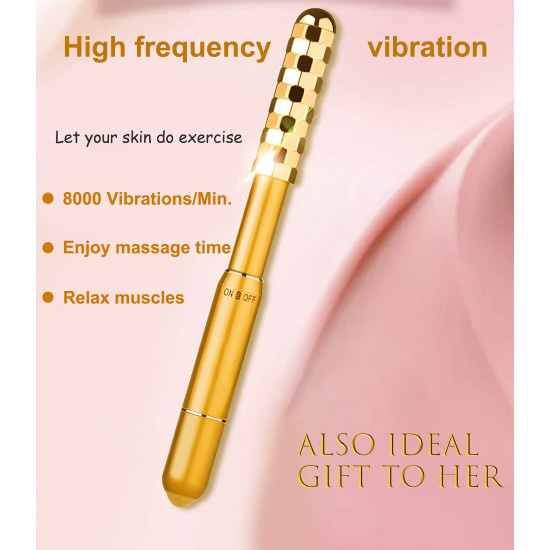 Electric Face Massage Roller, 24K Golden Painting Facial Massager Roller for Face Lift, Anti-Wrinkles, Micro Current Massage Rollers for Face Neck Eyes Nose Arms Leg ((24K Golden)