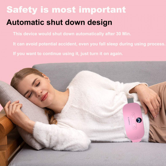 Portable Cordless Heating Pad, Electric Waist Belt Device,Fast Heating Pad with 3 Heat Levels and 3 Vibration Massage Modes, Back or Belly Heating Pad for Women and Girl